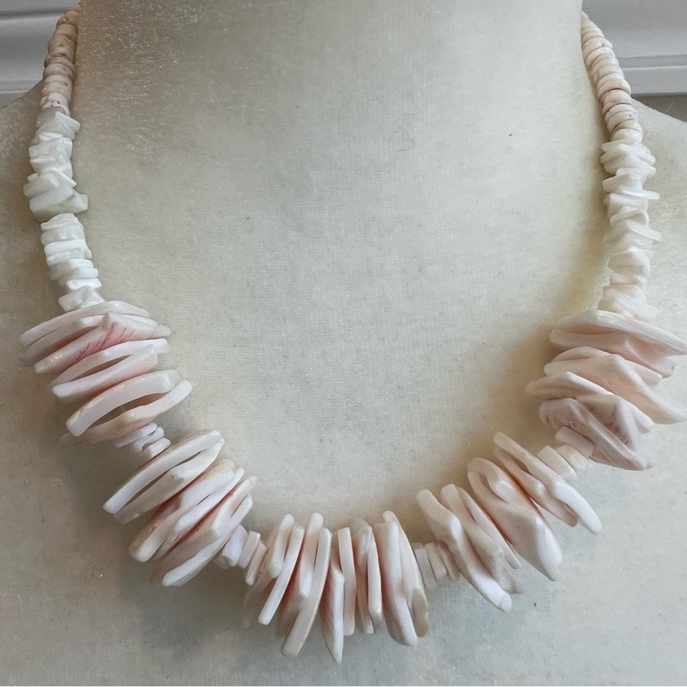 Beach Shell Necklace White and light pink shells Beachy vibes